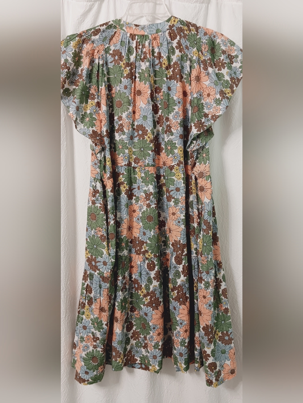 Floral Tiered Sundress in Peach, Sage & Sky Blue - Picture 5 of 9